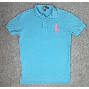 VTG Polo Ralph Lauren Polo Shirt Mens Small Light Blue Pink Big Pony South Beach
